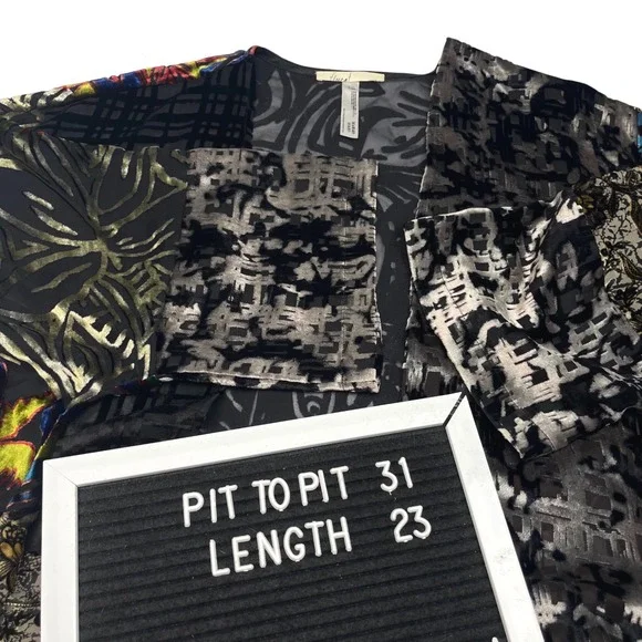 Anthropologie Floreat Velvet Burnout Muse Kimono Top O/S Patchwork Open‎ Front - Picture 12 of 12